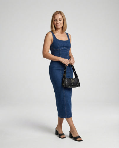 Damen Jeans Midikleid figurbetont