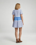 Damen Stufenkleid Sommer mit Puffärmeln