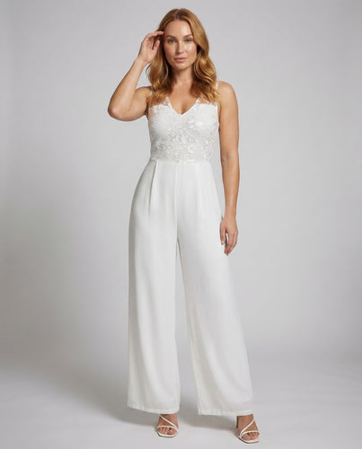 Damen Jumpsuit Spitze V-Ausschnitt