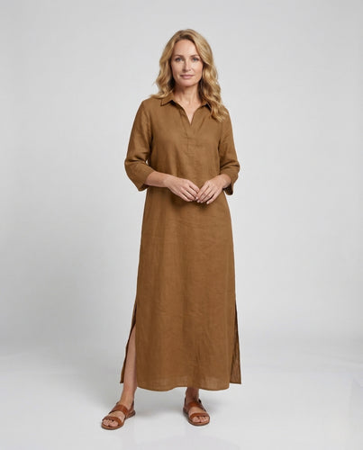 Damen Maxikleid Leinen Sommer