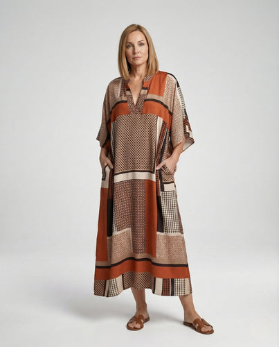 Damen Kaftan Kleid Oversize Print