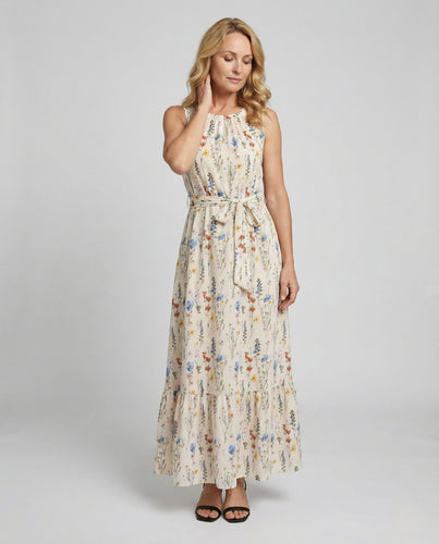 Damen Blumenkleid Maxikleid mit Wiesenblumen