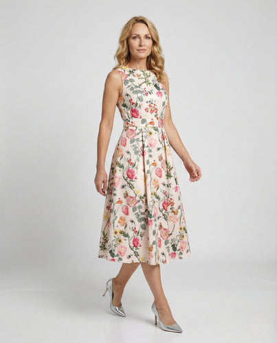 Damen Midikleid A-Linie plissiert elegant