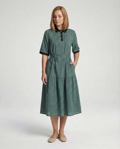 Damen Midikleid Polo Freizeitkleid