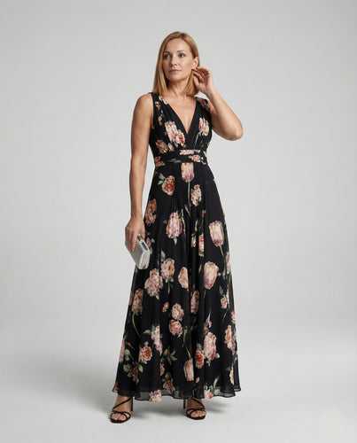 Damen Maxikleid elegant Wickeloptik