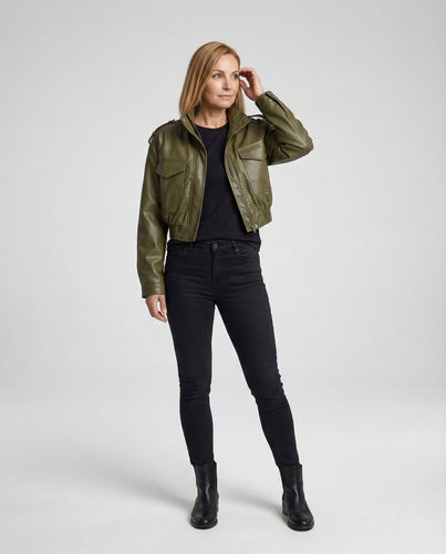 Damen Jacke Lederimitat kurz