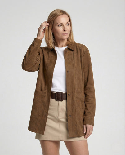 Damen Hemdjacke Velours lang