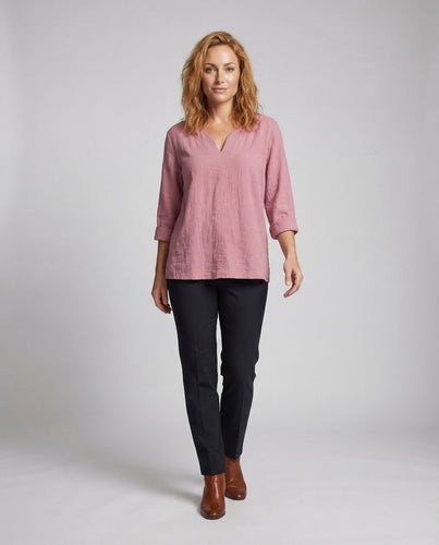 Damen Leinen Blusentop V-Ausschnitt Sommer
