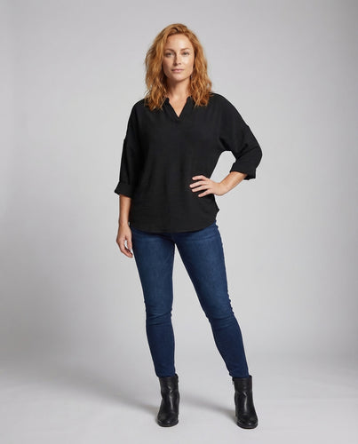 Damen Tunika Blusentop V-Ausschnitt