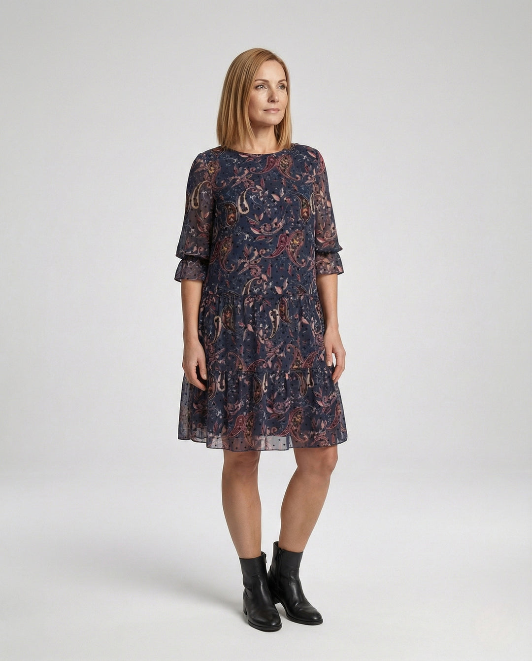 Blumenkleid Damen Midikleid Chiffon Paisley