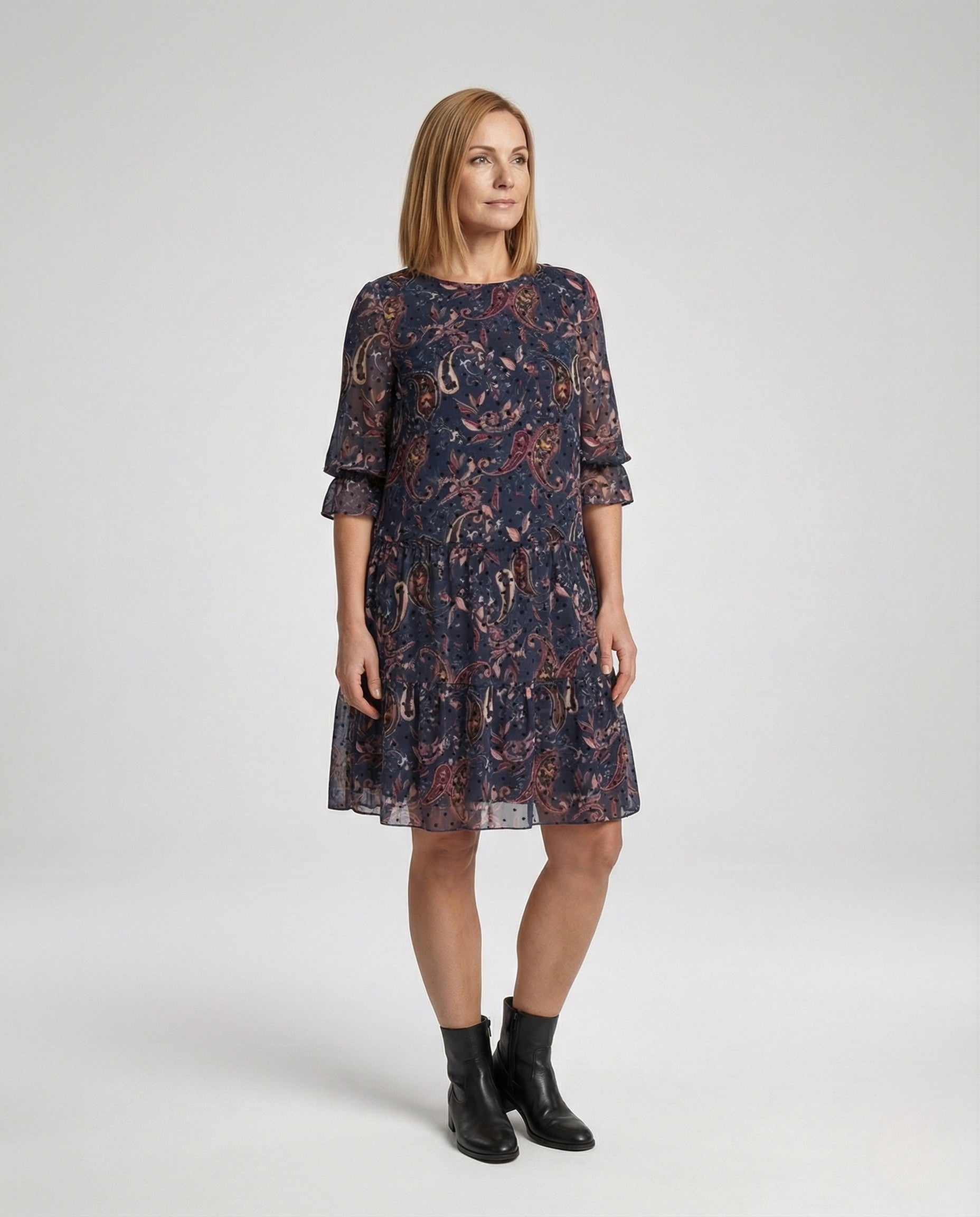 Blumenkleid Damen Midikleid Chiffon Paisley