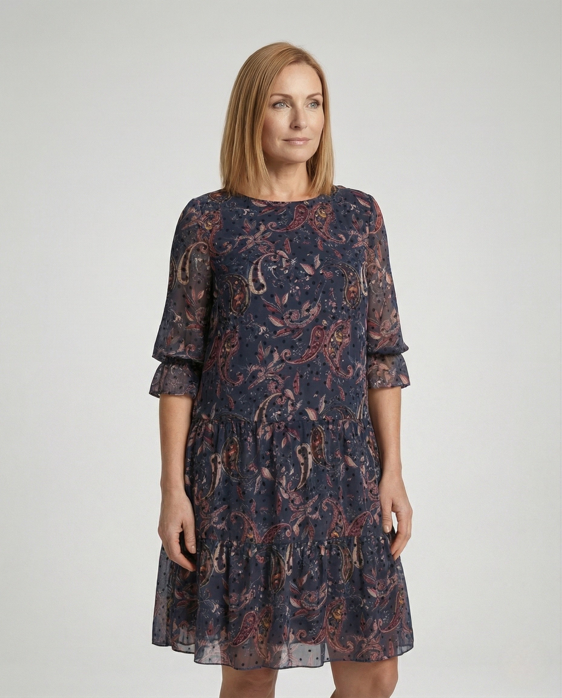 Blumenkleid Damen Midikleid Chiffon Paisley