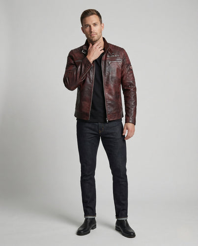 Freizeitkleidung Herren Bikerjacke Kunstleder