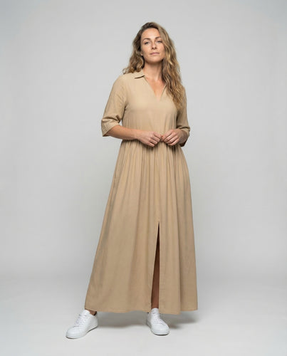 Maxikleid Damen Hemdblusenkleid