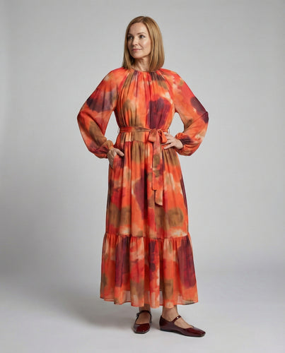Maxikleid Sommer Damen Chiffon Stufen