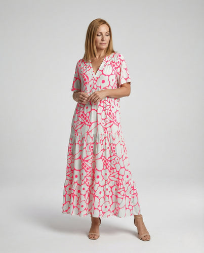 Maxikleid Sommer Damen V-Ausschnitt