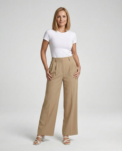 Freizeitkleidung Damen Bundfaltenhose Weit