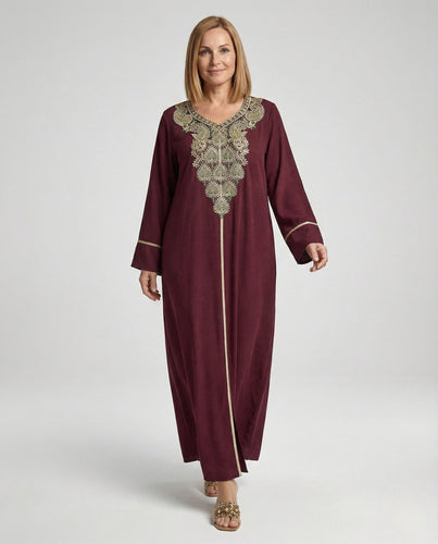 Maxikleid Damen Leo Print V-Ausschnitt