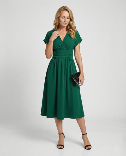 Freizeitkleid Damen Midikleid V-Ausschnitt