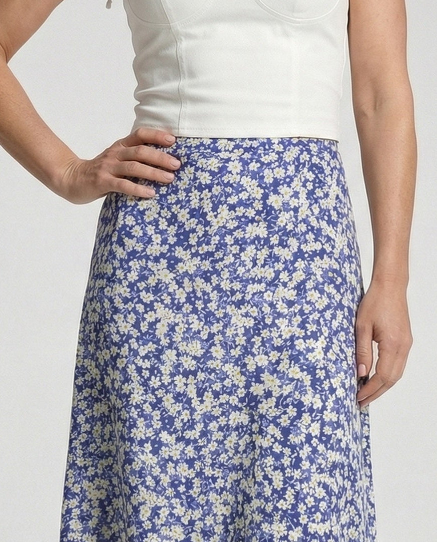 Midirock Damen Asymmetrisch Floral