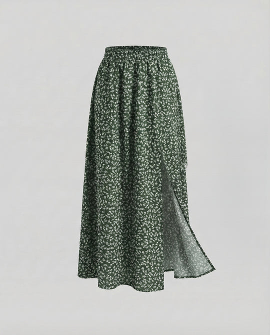 Maxirock Damen Blumenprint Schlitz