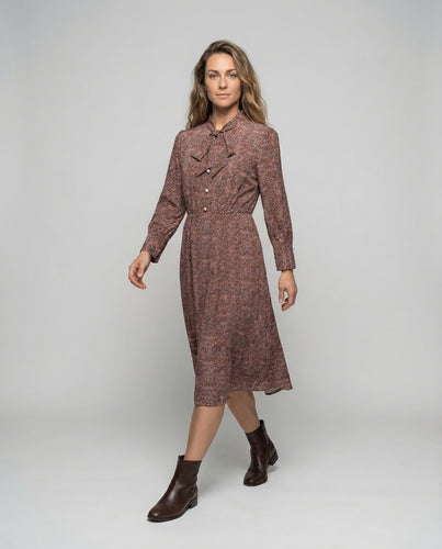Maxikleid Damen Schluppenkragen
