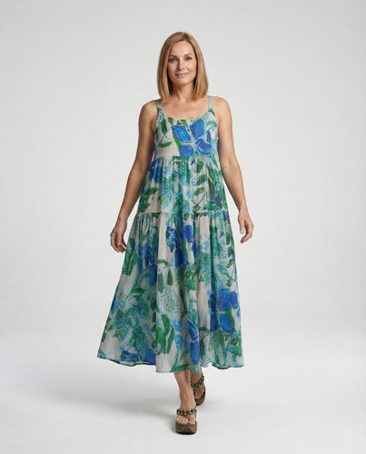 Maxikleid Spaghettiträger Damen Stufig