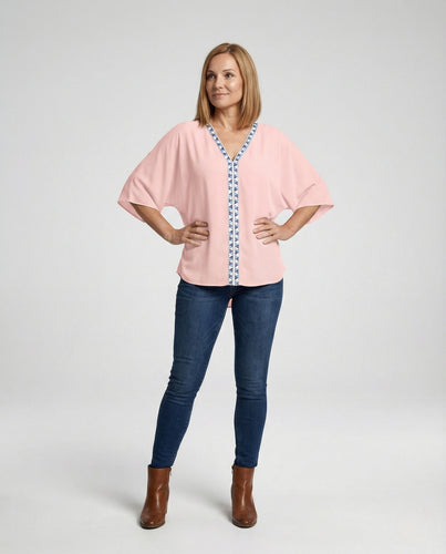 Oversize Tunika Damen Bestickt