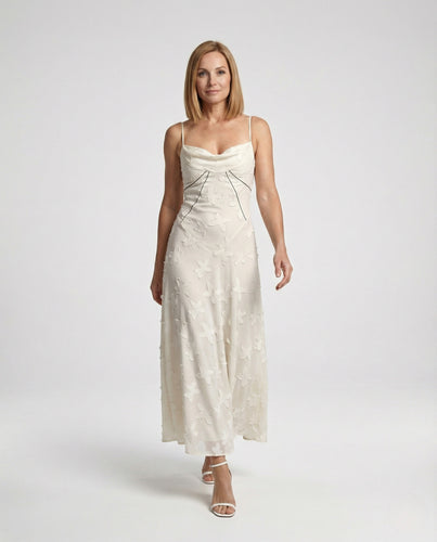 Elegantes Maxikleid Mit Blütenapplikation Damen