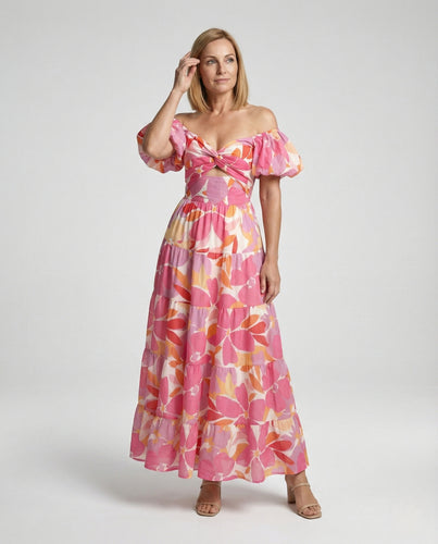 Carmen Maxikleid Mit Puffärmeln Damen