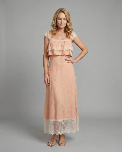 Boho Spitzenmaxikleid Mit Rüschen Damen