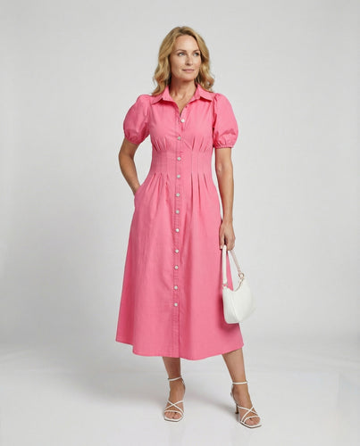 Damen Hemdkleid mit Puffärmeln