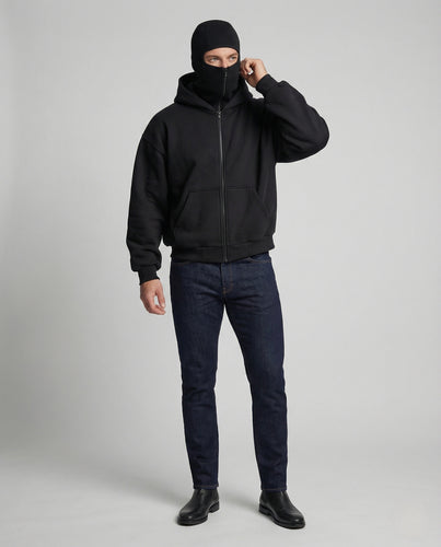 Herren Kapuzenjacke mit Gesichtsmaske und Frontprint