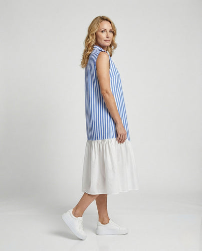 Damen Ärmelloses Hemdkleid mit Streifenoptik