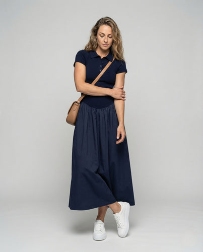 Damen Ärmelloses Maxikleid mit Polokragen