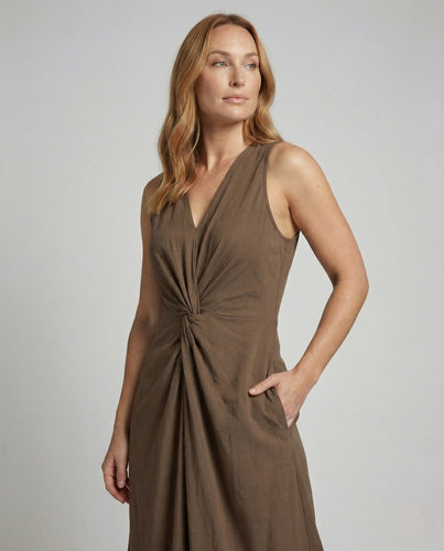 Damen Bodenlanges Maxikleid mit Knotendetail