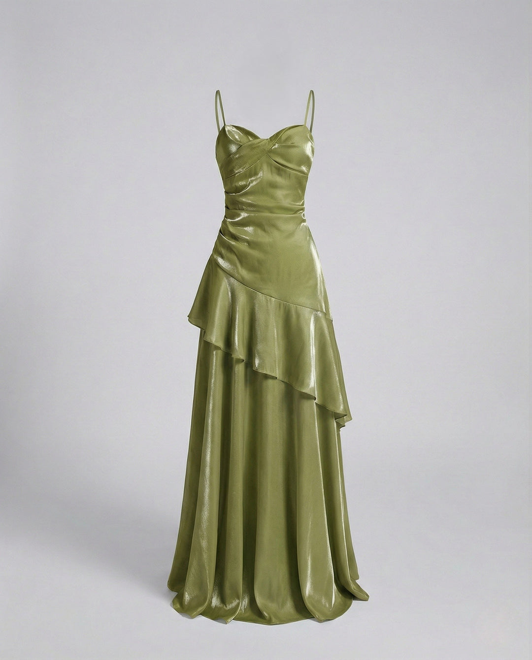 Damen Satin Abendkleid mit Herz Ausschnitt