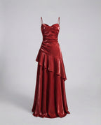 Damen Satin Abendkleid mit Herz Ausschnitt