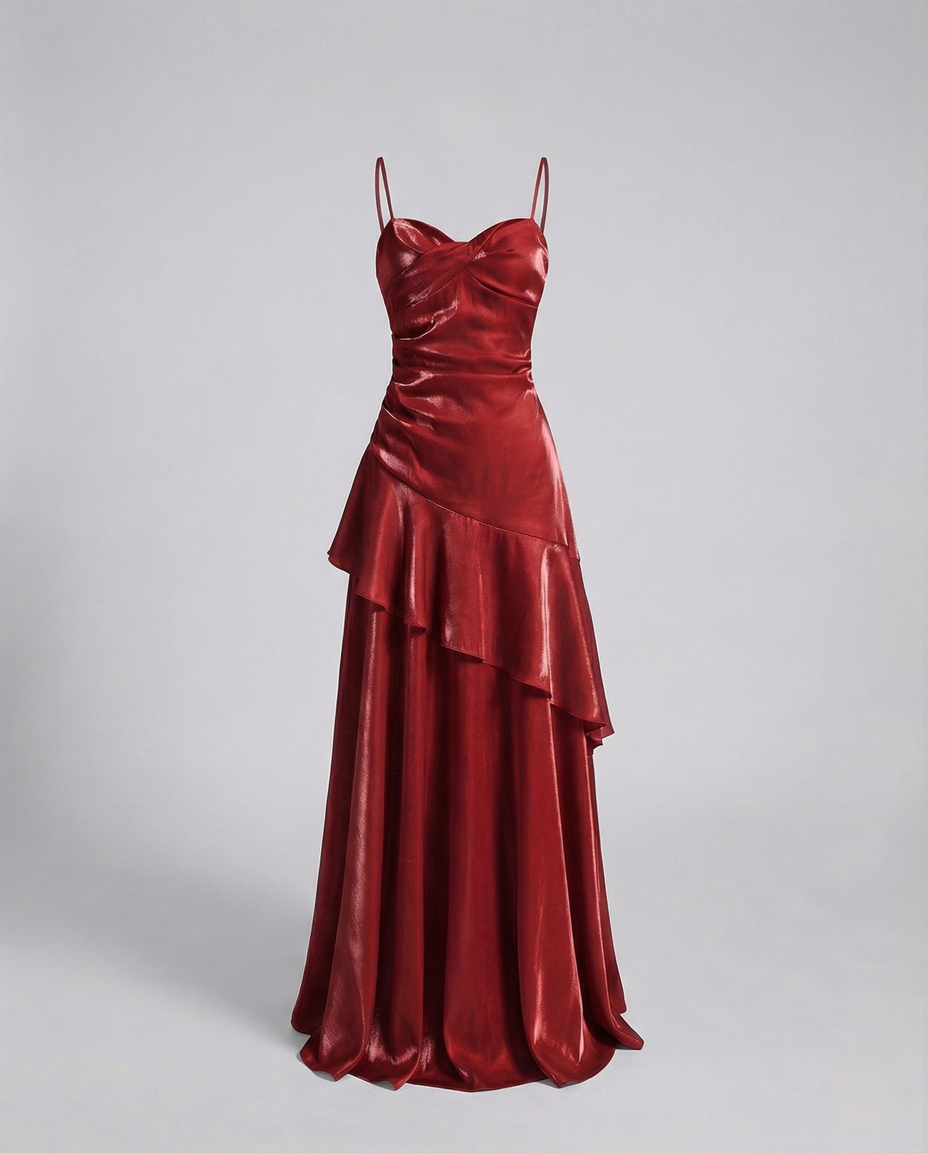 Damen Satin Abendkleid mit Herz Ausschnitt