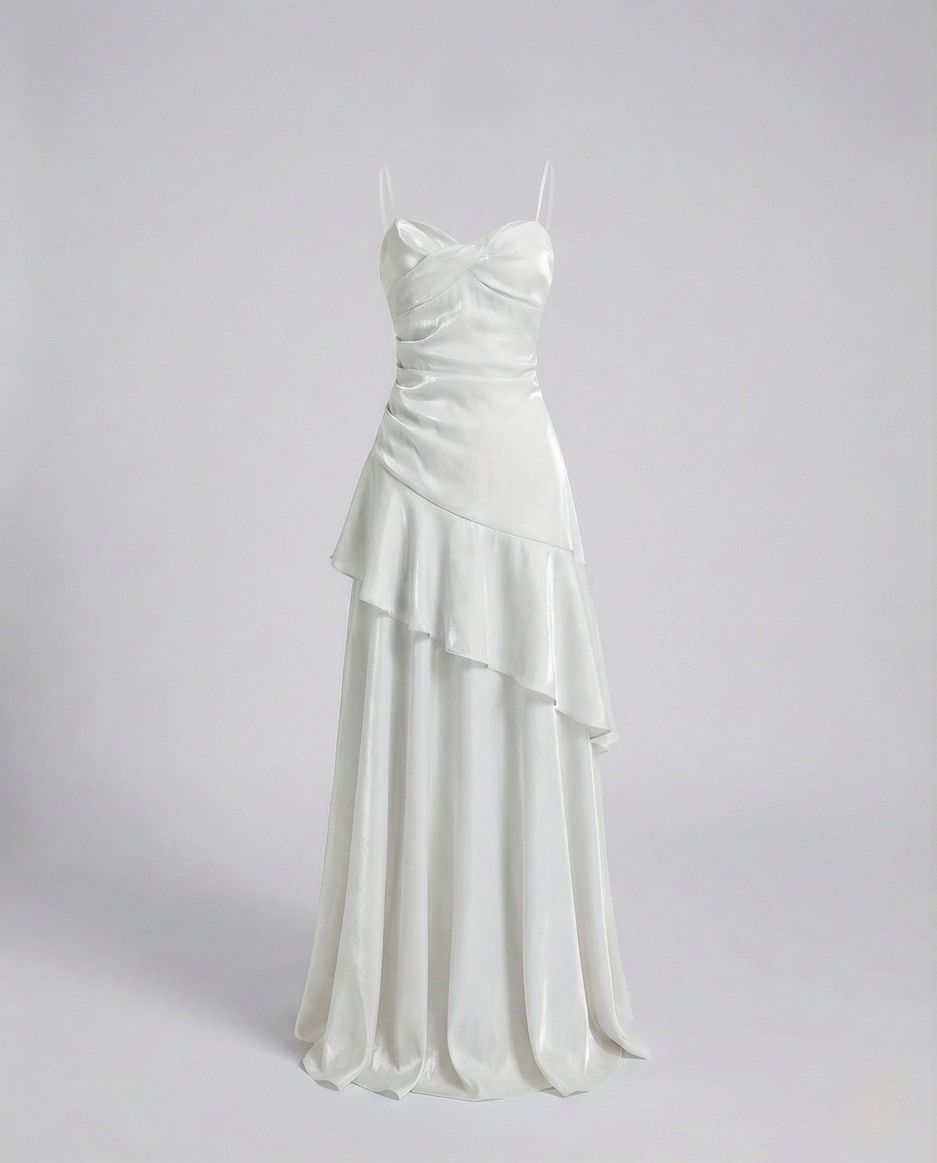 Damen Satin Abendkleid mit Herz Ausschnitt