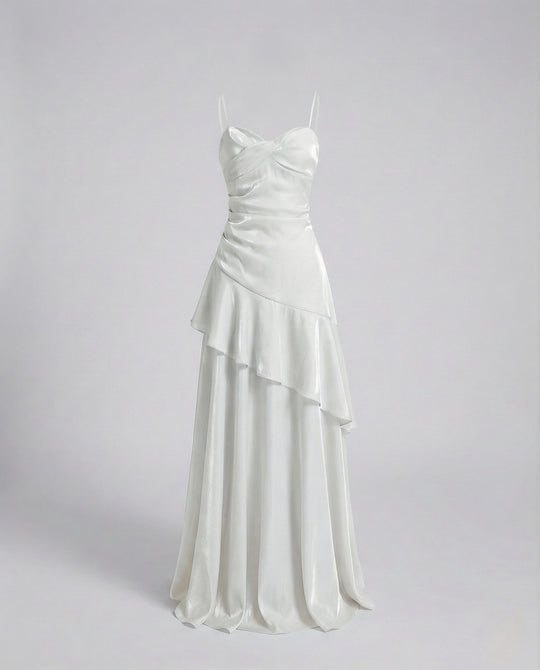 Damen Satin Abendkleid mit Herz Ausschnitt