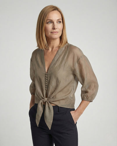 Damen Chiffon Bluse mit Puffärmeln