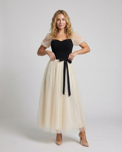 Damen Gala Maxikleid mit Tüllrock