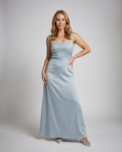 Damen Langes Abendkleid mit Besticktem Bustier im Empire Schnitt