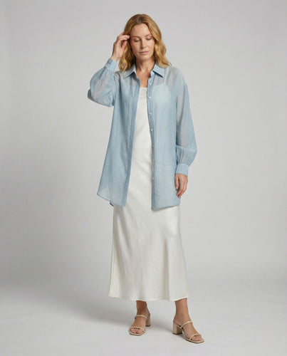 Damen Oversize Hemdbluse mit Cut Out Rücken