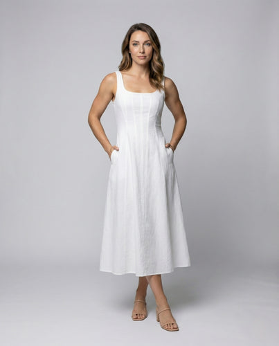 Damen A-Linien Maxikleid mit eckigem Ausschnitt