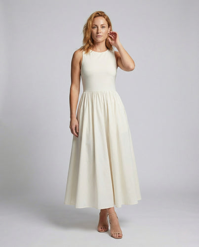 Damen Sommer Maxikleid mit Jersey Oberteil