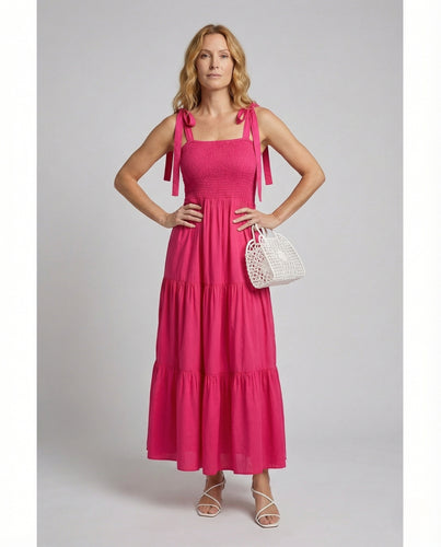 Damen Smok Stufenkleid mit Trägern