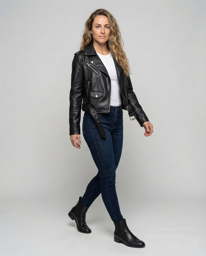 Damen Motojacke in Lederoptik