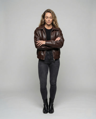 Damen Oversize Blouson Lederoptik